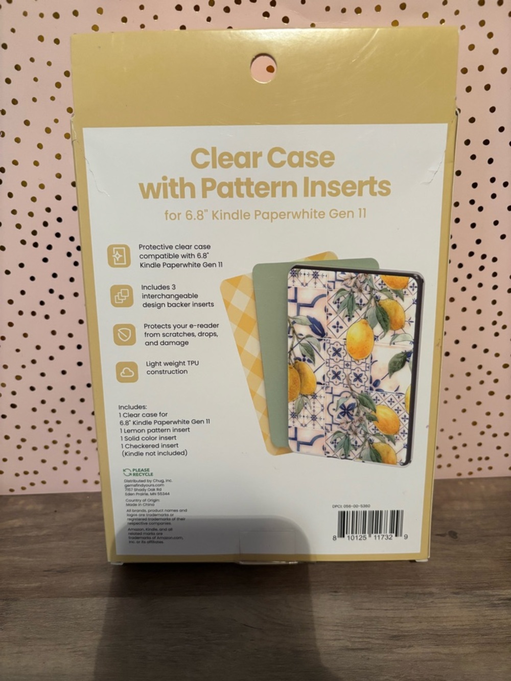 Clear Case with Pattern Inserts - Yellow Lemon Design - Picture 2 of 2